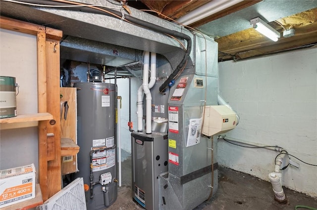 utility room featuring water heater