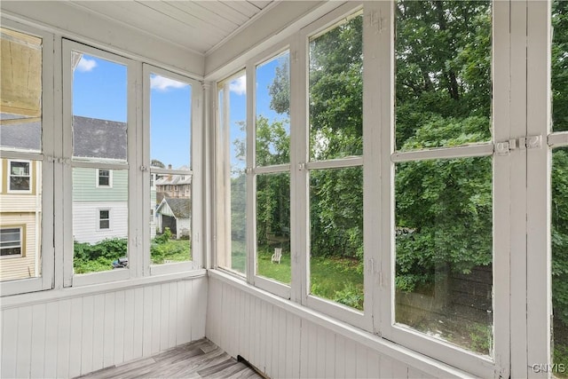 view of unfurnished sunroom