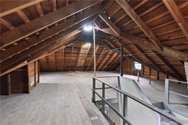 view of unfinished attic