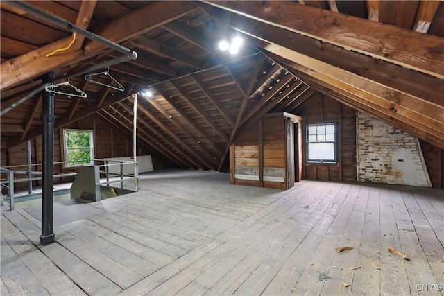 view of unfinished attic