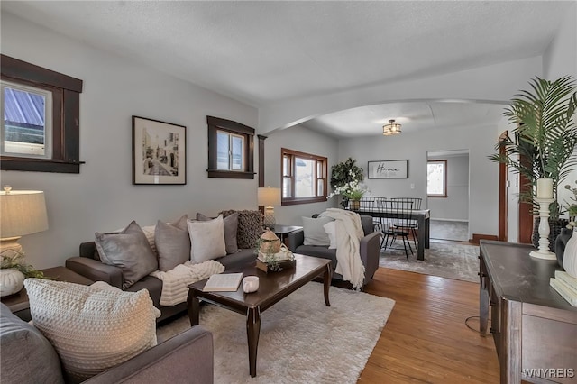 living room with light hardwood / wood-style floors