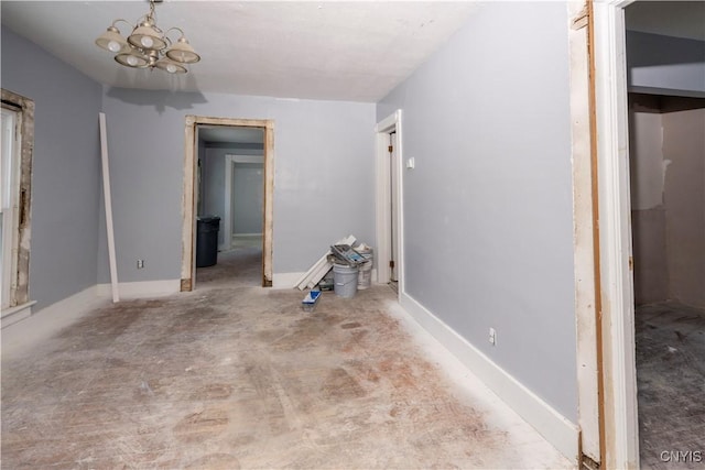 interior space with a notable chandelier