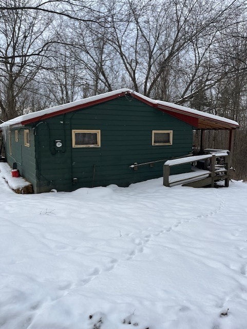 view of snowy exterior