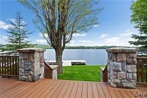 deck with a water view