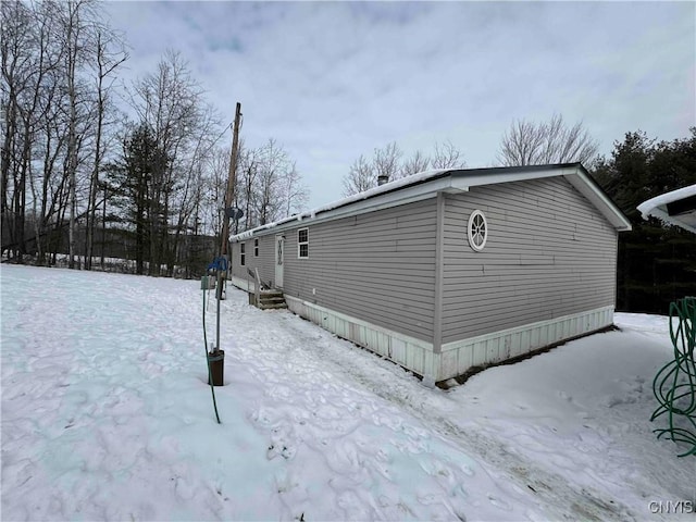 view of snow covered exterior