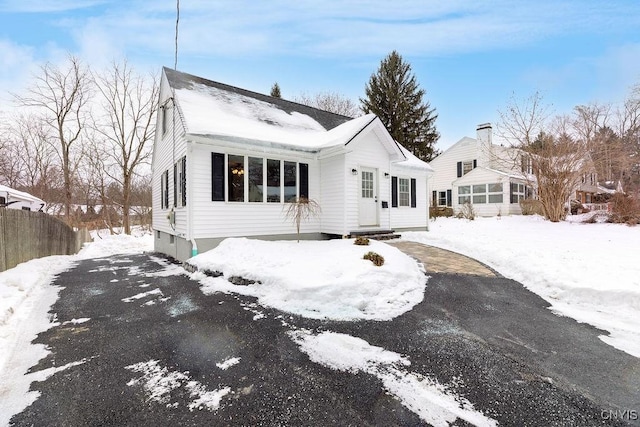 view of snow covered property