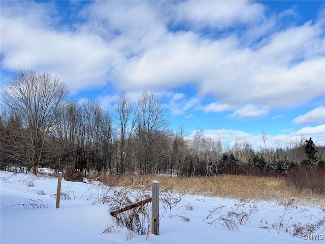 view of snow covered land