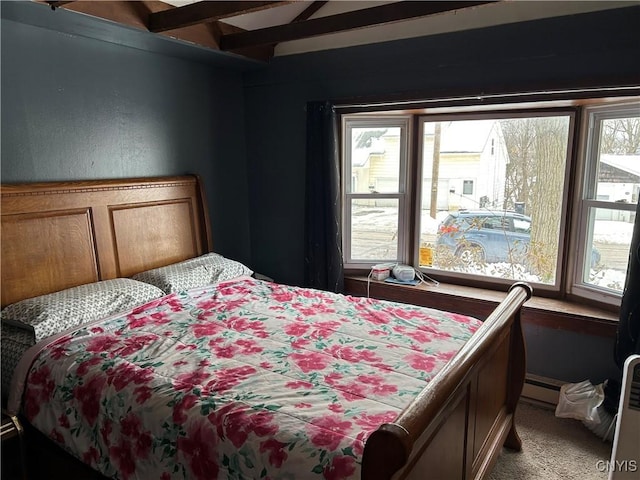 bedroom with a baseboard radiator