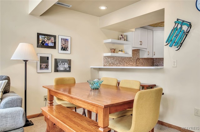 dining room with sink