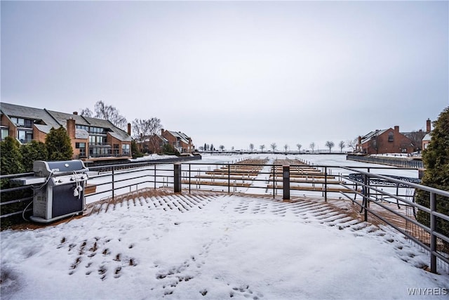 view of yard covered in snow