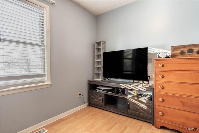 interior space with light hardwood / wood-style flooring