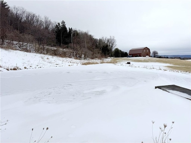 view of yard layered in snow