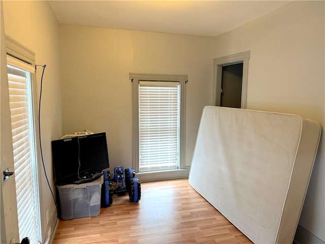 bedroom featuring light wood-type flooring