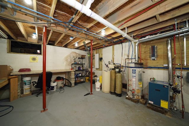 basement featuring gas water heater