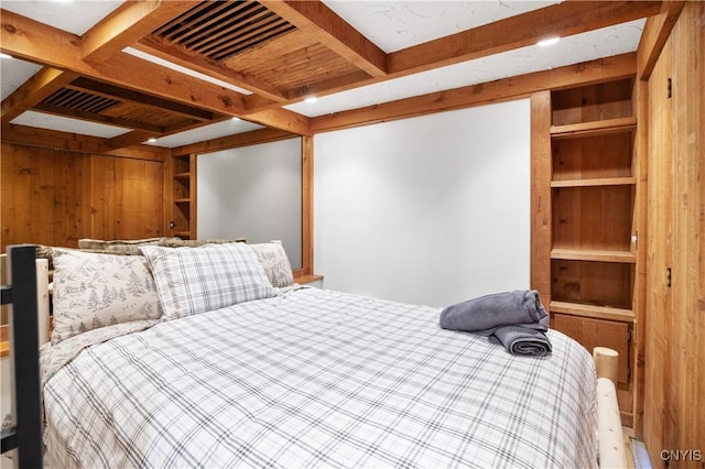 bedroom featuring beam ceiling