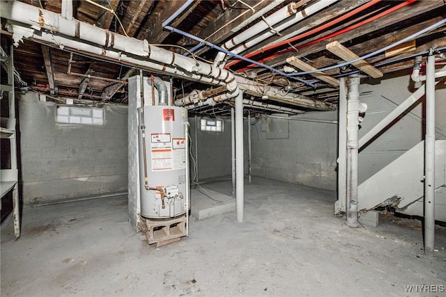 basement with gas water heater