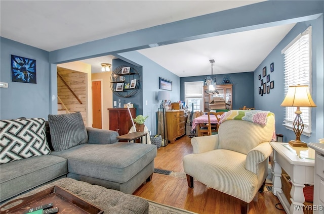 living room featuring light wood-type flooring