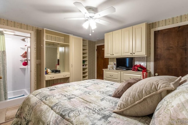 bedroom featuring ceiling fan