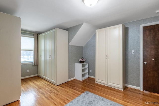 additional living space featuring light hardwood / wood-style flooring