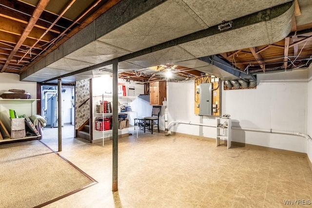 basement with electric panel