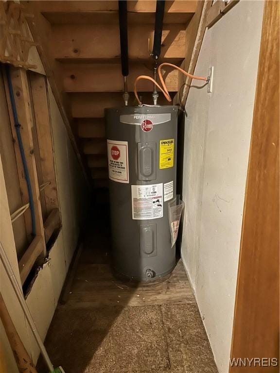 utility room with water heater