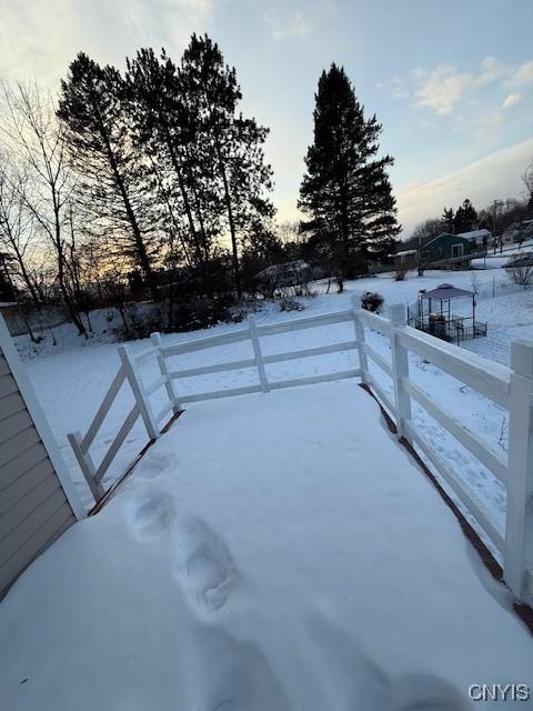 view of yard covered in snow