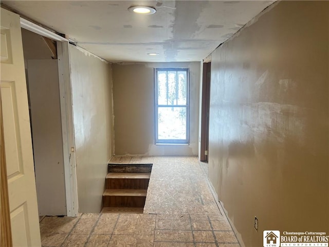 interior space with a barn door