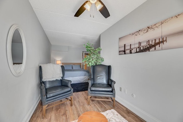 7 Cliffside Dr, South Bristol, NY 14424 - sitting room featuring hardwood / wood-style flooring, lofted ceiling, and ceiling fan