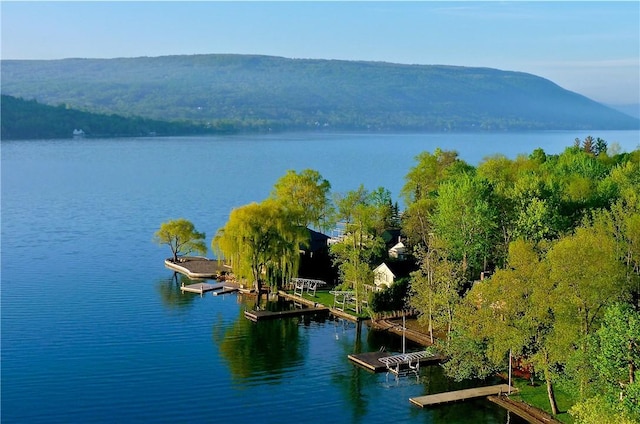 7 Cliffside Dr, South Bristol, NY 14424 - property view of water featuring a mountain view and a dock
