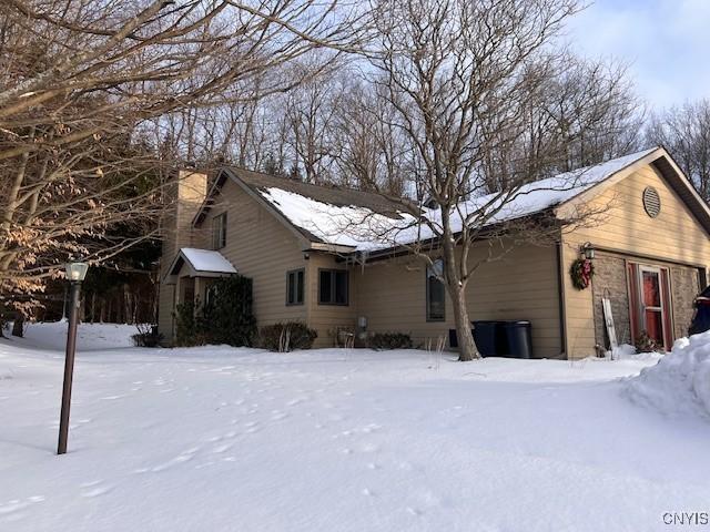 view of snow covered exterior