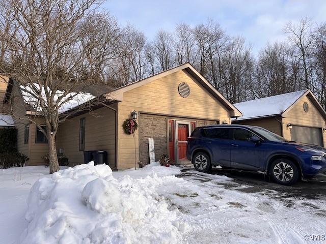 view of snow covered property