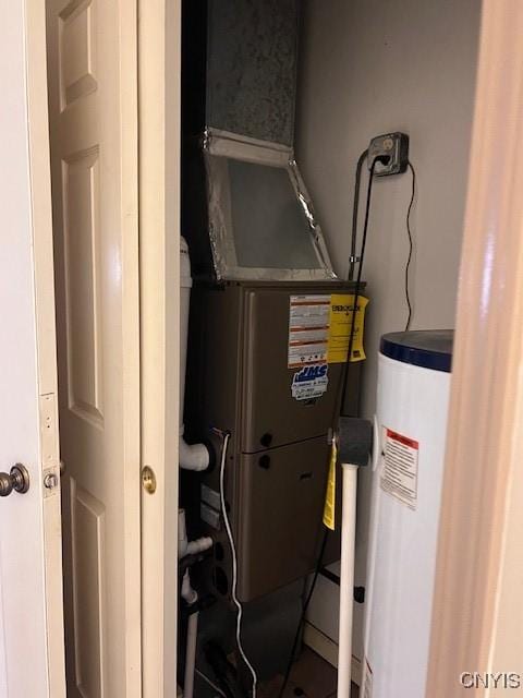 utility room with water heater