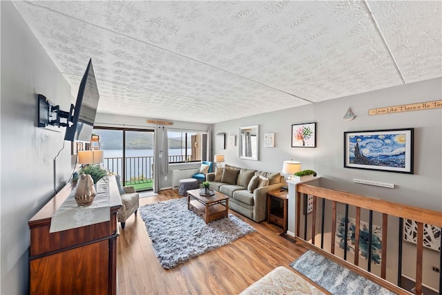 living room featuring light wood-type flooring