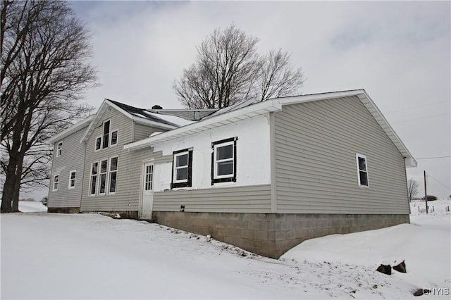 view of snow covered exterior