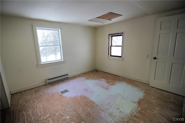 empty room with a baseboard radiator