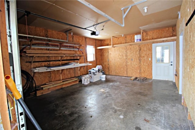 garage with a garage door opener