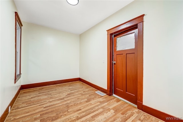 interior space with light hardwood / wood-style floors