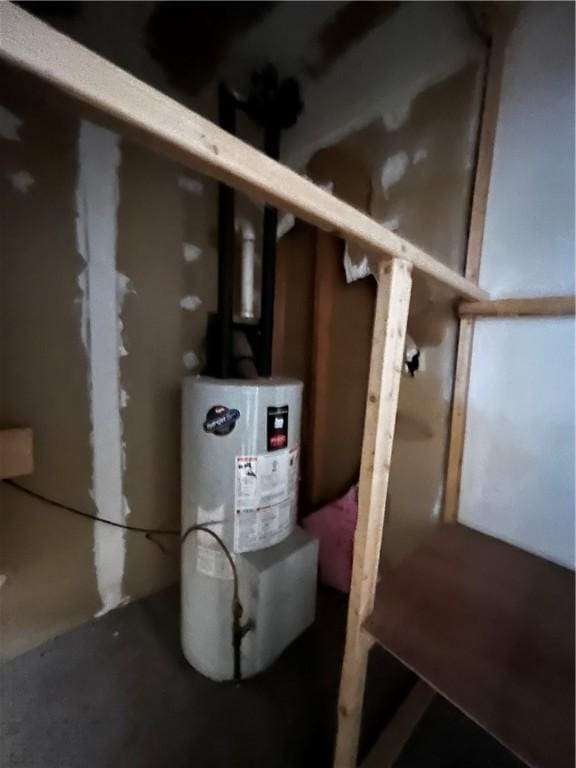 utility room with electric water heater