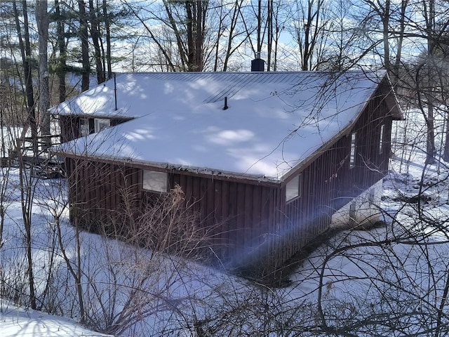 view of snow covered exterior