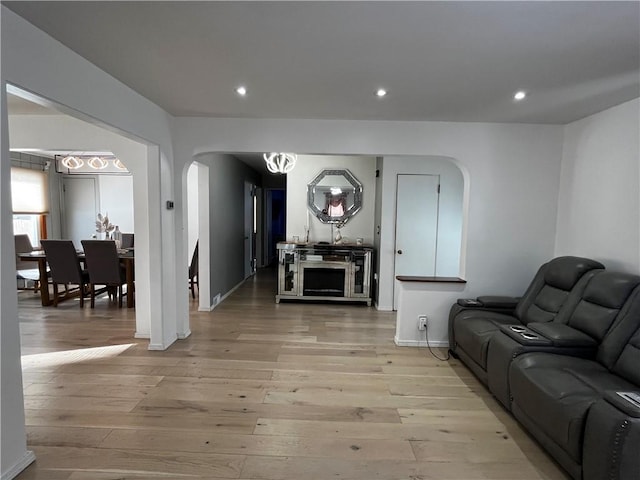 living room featuring light hardwood / wood-style floors