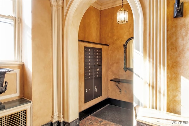 interior space featuring mail boxes