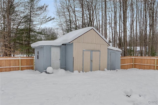 view of snow covered structure