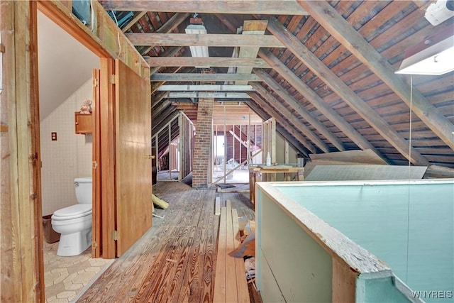 view of unfinished attic