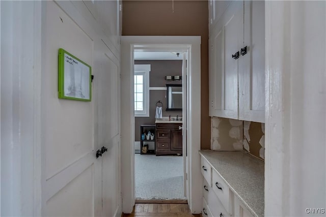 hallway with sink