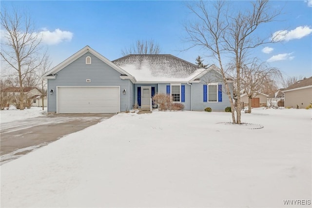 single story home with a garage