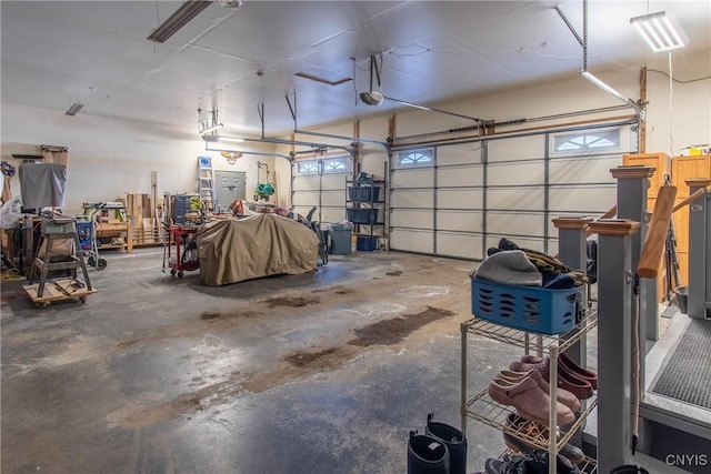 garage with a garage door opener