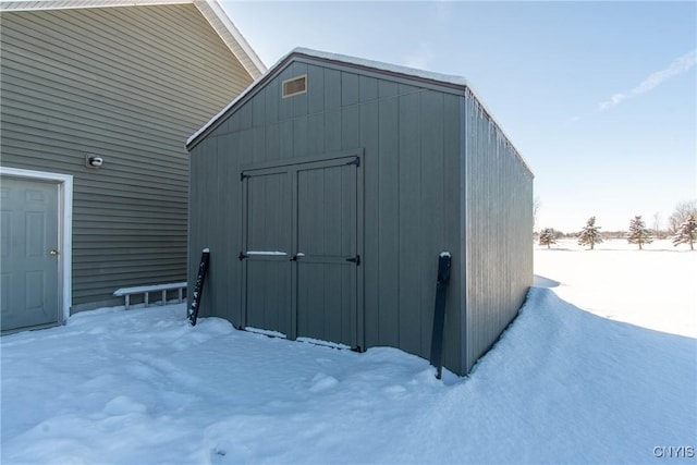 view of snow covered structure