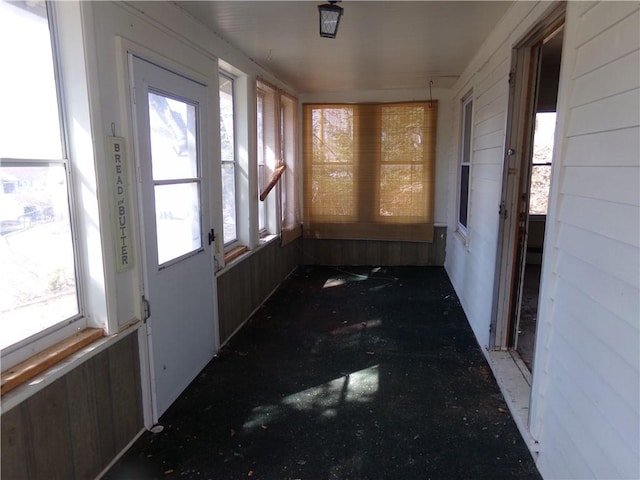 view of unfurnished sunroom
