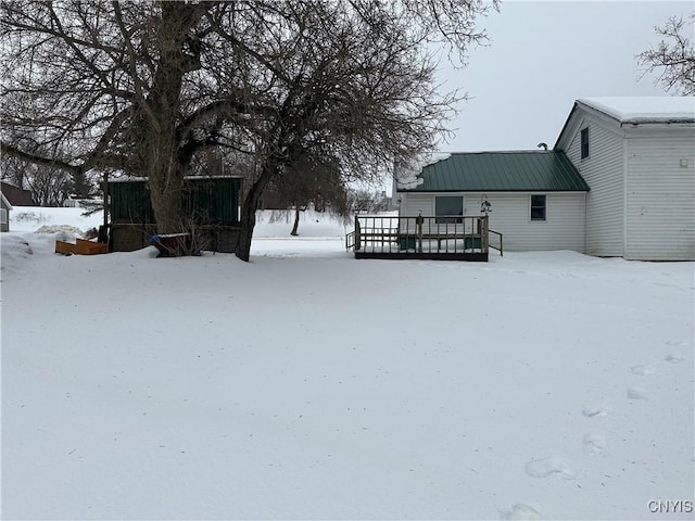 32458 County Route 54, Clayton, NY 13632 - snowy yard featuring a deck