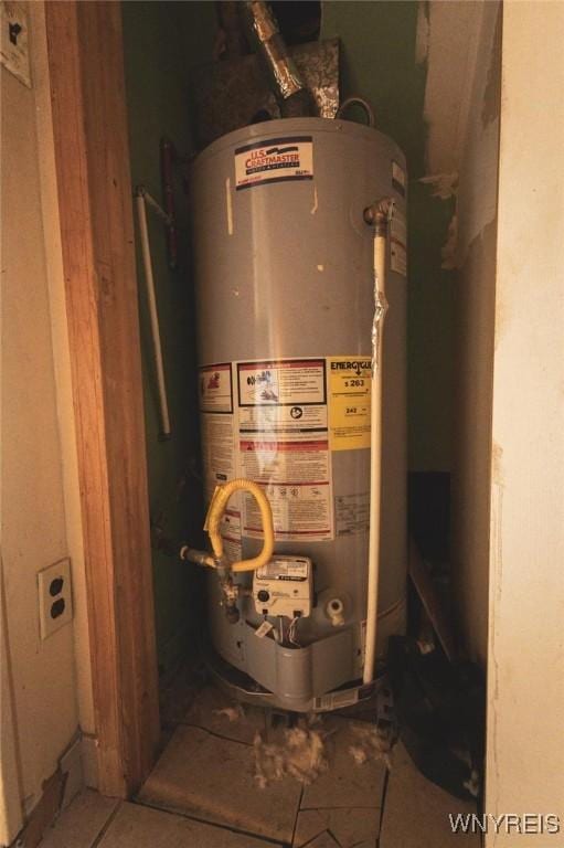 utility room with water heater